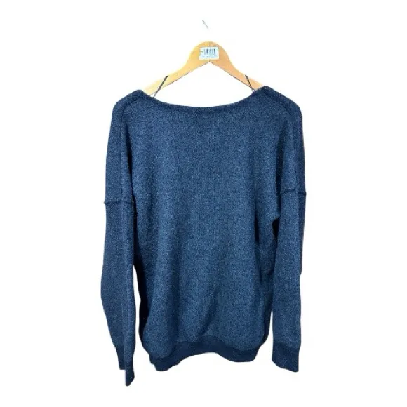 Free People Sweater Weather Dark Gray Oversized V-Neck Sweater - Image 6