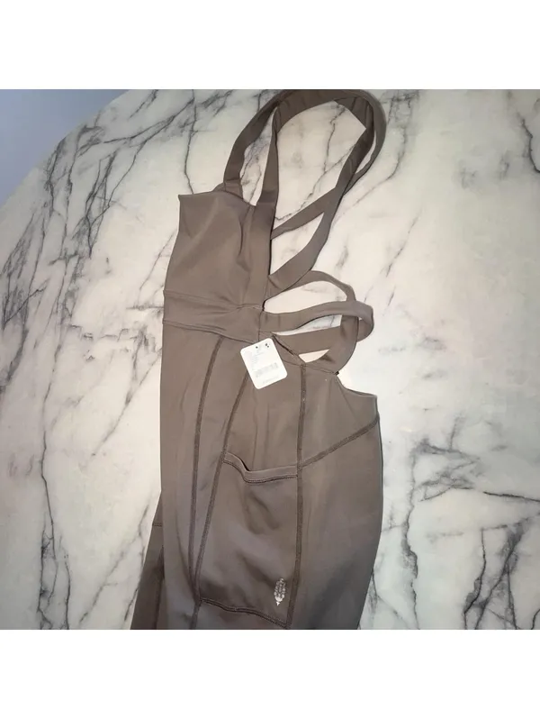 FREE PEOPLE Movement S Charcoal Brown My High One Piece Jumpsuit Small NEW pants - Image 5