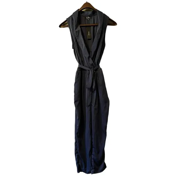 Lulus Jumpsuit Women Medium One Piece Blue Tie Modern City‎ Preppy Office NWT - Image 3