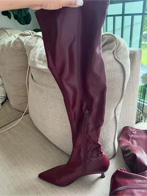 Madden Girl Deserai Burgundy Over The Knee Boots Women’s 8.5 Pointed Toe Heels - Image 7