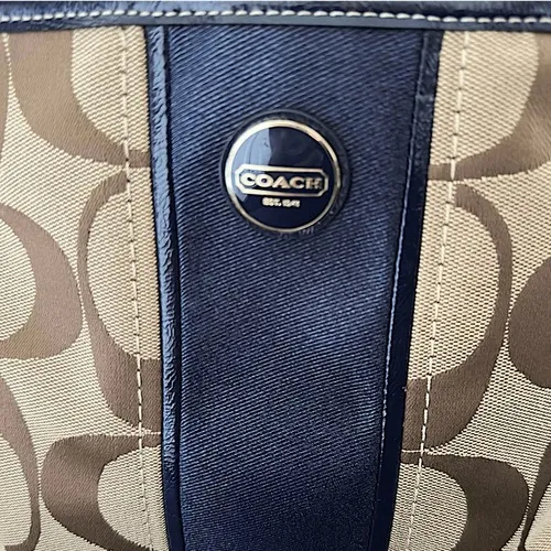 COACH Crossbody‎ Signature Foldover - Khaki/Navy F23304 Jacquard Tote - Image 6