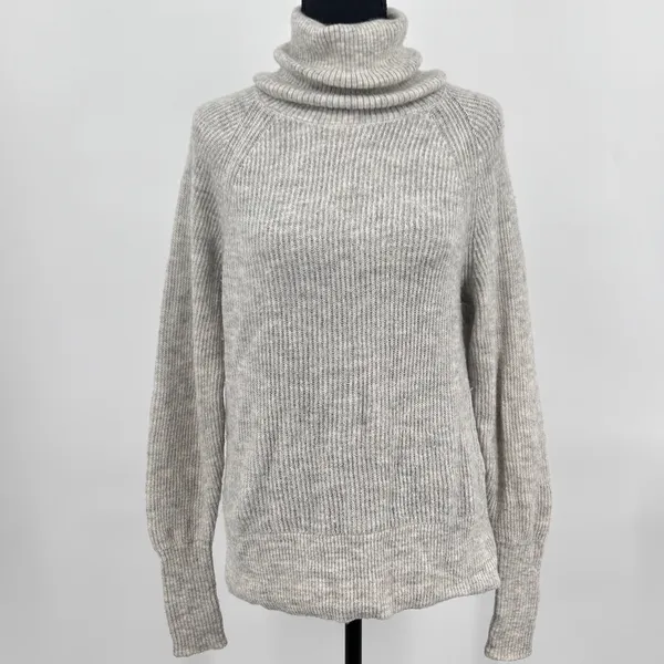 Quince Merino Wool‎ Alpaca Sweater Women's S Quiet Luxury Funnel Neck Gray Small - Image 2