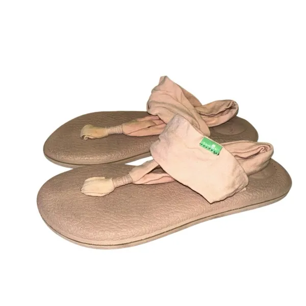 Sanuk Yoga Sling Sandals Womens Size 7 Pink Fabric Thong Comfort‎ Casual - Image 4