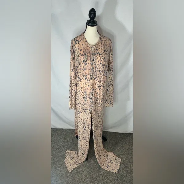 Intimately Free People Cheetah Print Maxed Out Maxi Button Dress Robe Duster Med - Image 3