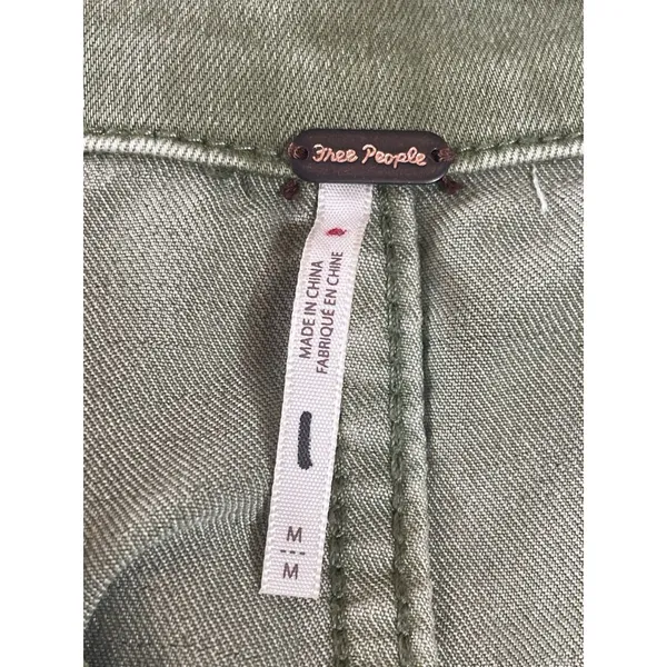 Free People M Army Green Utility Jumpsuit Boiler Suit Coverall Zip Front - Image 7
