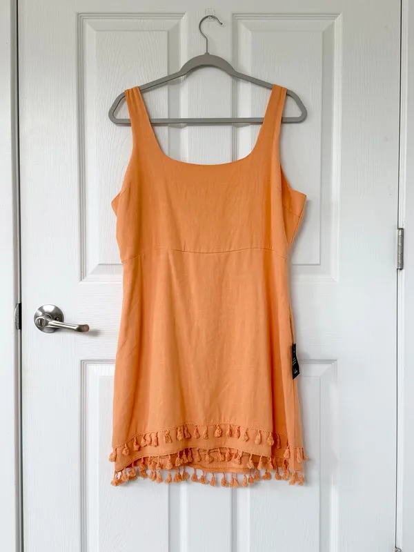 Lulu's Feel the Sunshine Washed Orange Tassel Mini Dress NWT - Image 2