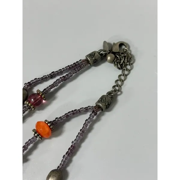 Laura Ashley Necklace Beaded Chocker Metal Silver Colored Boho‎ - Image 10