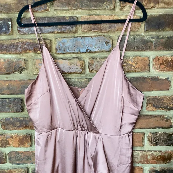 NWOT Lulu's Enchanted Moments Mauve Pink Satin Ruffled High-Low Dress Size XL - Image 4