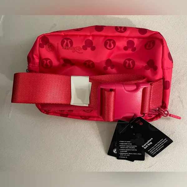 Lululemon Disney NWT Everywhere Belt Bag 1L Mickey Logo Print Graphic Pink - Image 8