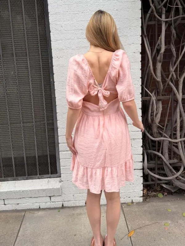 Altar'd State pink milkmaid cottagecore mini dress sz L #spring #girly #farm - Image 4
