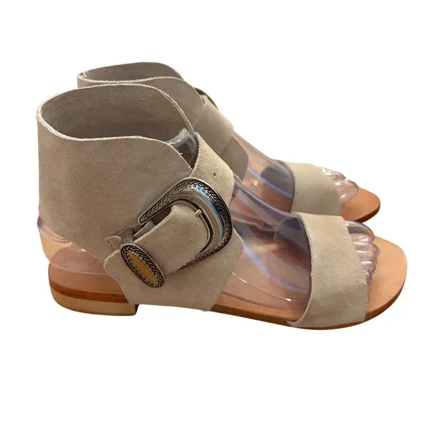 Free People Suede Western Buckle Sandals Women 36 US 5.5 Boho‎ Hippie Cowgirl - Image 16