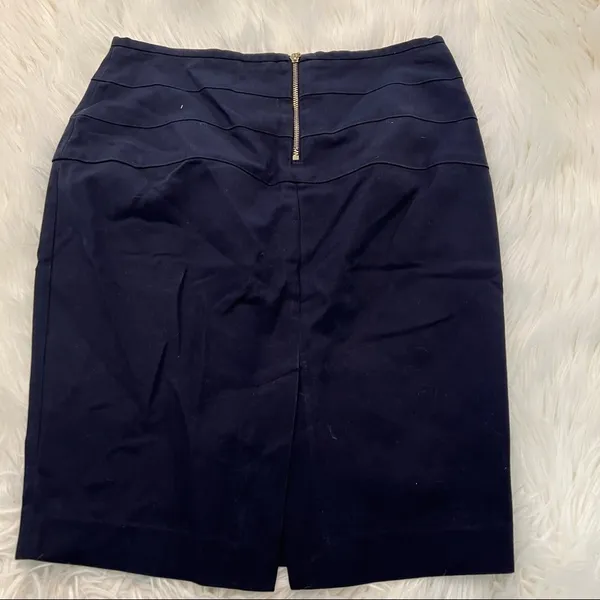 Zara‎ Basic Women's Size Medium Pencil Skirt Navy Blue Chino Exposed Gold Zipper - Image 8
