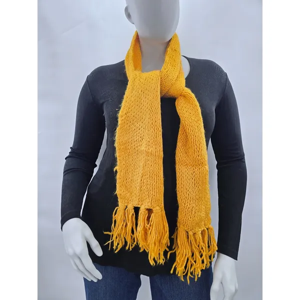 Yellow Y2K Scarves Resort Whimsy Goth Cottage Fairy Knit Cozy Chic Scarf OS - Image 2