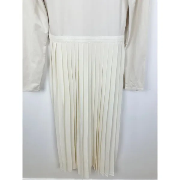 J.Crew Pleated Ballet Maxi Dress Stretch Cotton Natural Long Sleeve Medium NWT - Image 9