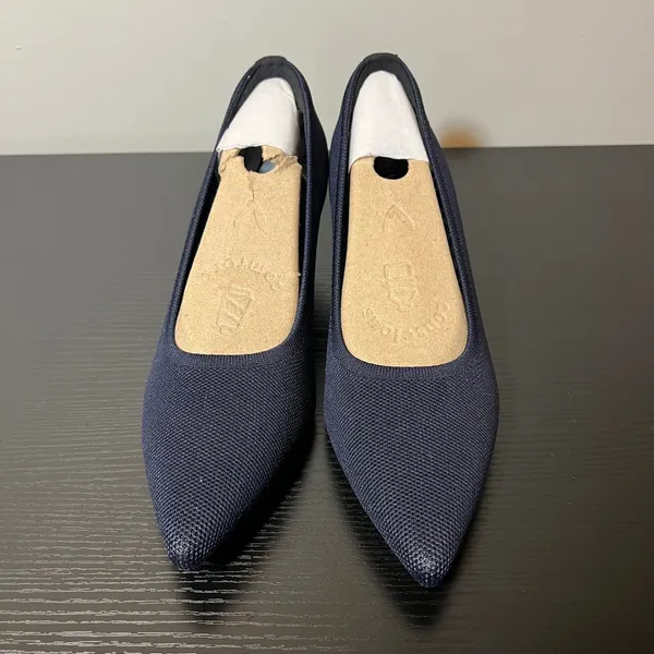 VIVAIA Aria Wedge Pro Navy Blue Knit Pointed Toe Sustainable Heels EU 40 US 9 - Image 2
