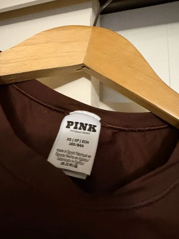 Victoria's Secret Pink Fitted T Shirt XS Xtra Small Chocolate Brown Polyamide - Image 2
