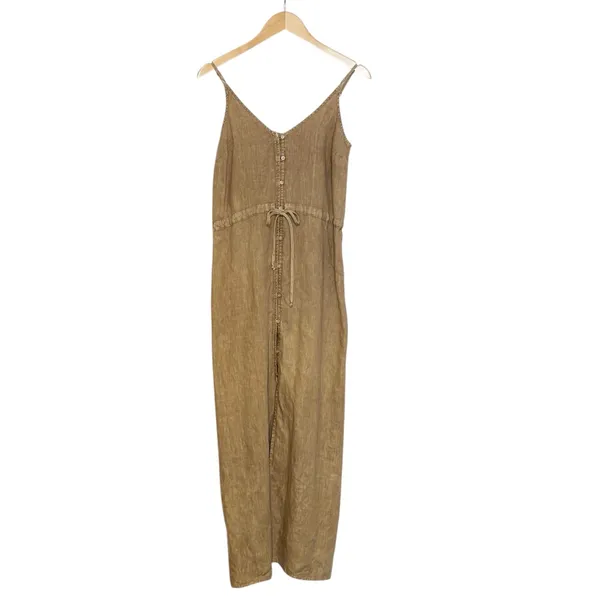 Bella Dahl 100% Linen Button Front Midi‎ Dress Tan size XS - Image 3