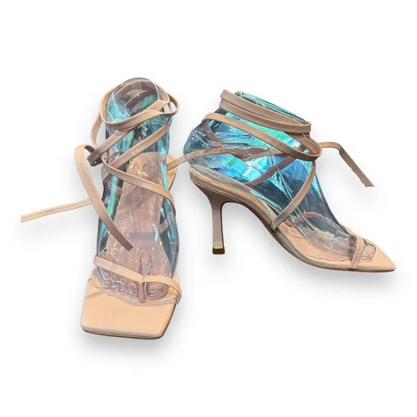 MARC FISHER‎ Womens Beige Dominic Square Toe Stiletto Leather Thong Sandals 6M - Image 6