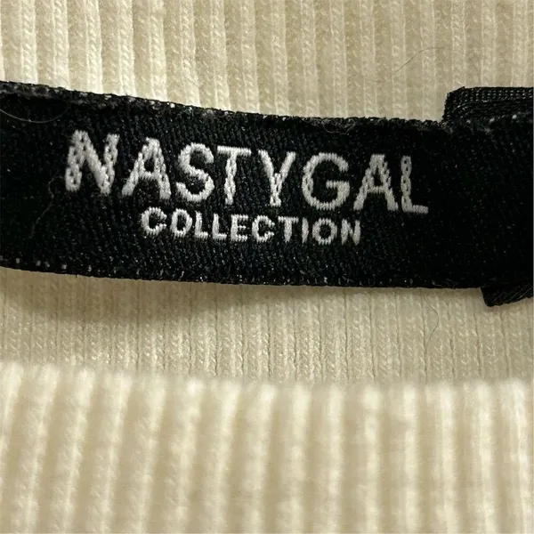 Nasty Gal Women's Beige Ribbed Crop Top Size 4 Casual Spring‎ Tee - Image 4