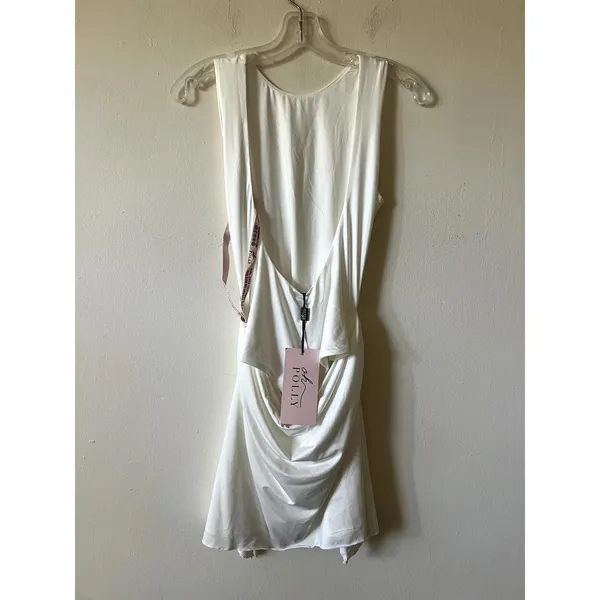 Oh Polly Shirin Draped Open Back Mini Dress White Size M New - Image 5