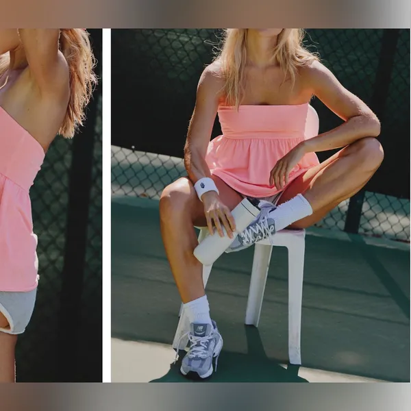 NWOT Free People FP Movement Hot Shot Babydoll Tube Top - just peachy - small - Image 6