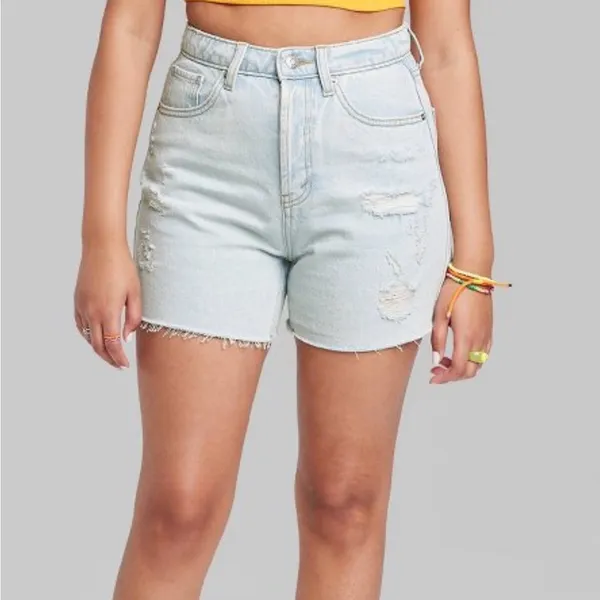 Wild Fable High Rise Cutoff Jean Shorts Light Wash size 14 Denim Women’s Frayed - Image 3