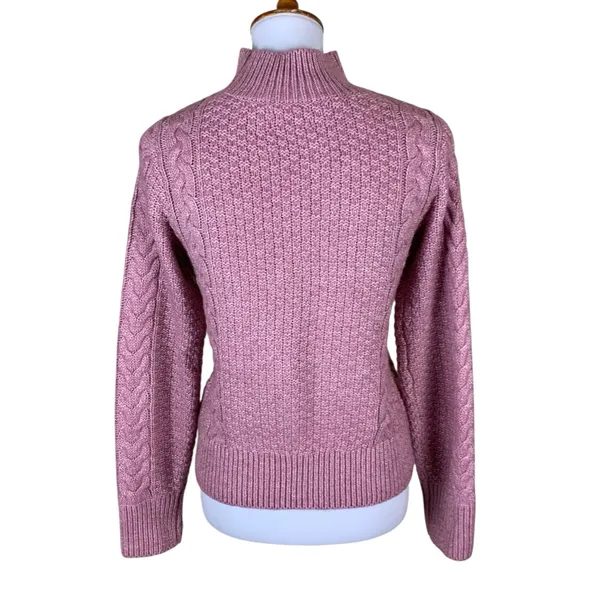 Abercrombie And Fitch Pink Cable Knit‎ Turtleneck Sweater Cozy Preppy Small - Image 2