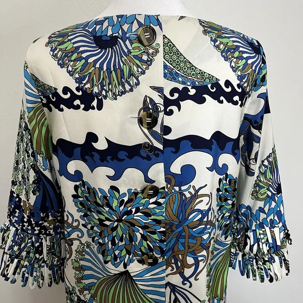 TIBI NEW YORK Colorful silk Tunic‎ blouse under the sea Tropical Resort size 6? - Image 4