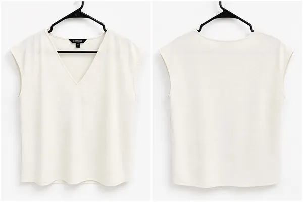Express White V-Neck Cap Sleeve Textured Shell Blouse - Size M - Image 2