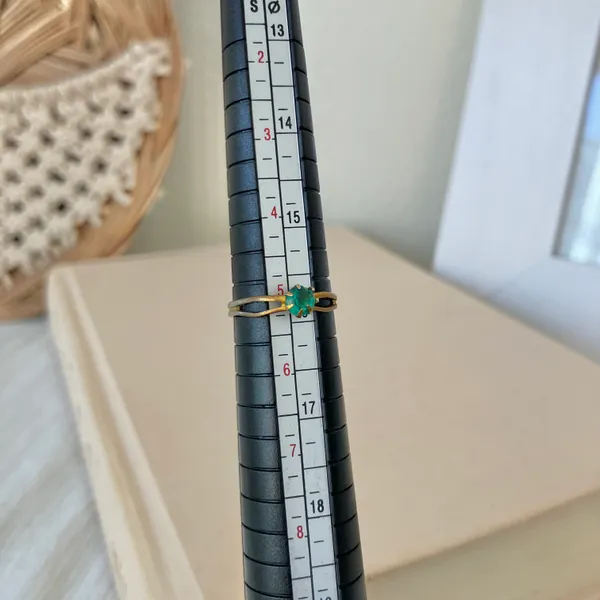 Petite Adjustable Birthstone Fashion Ring “Blessing” Green Emerald Forest Round Jewelry - Image 11