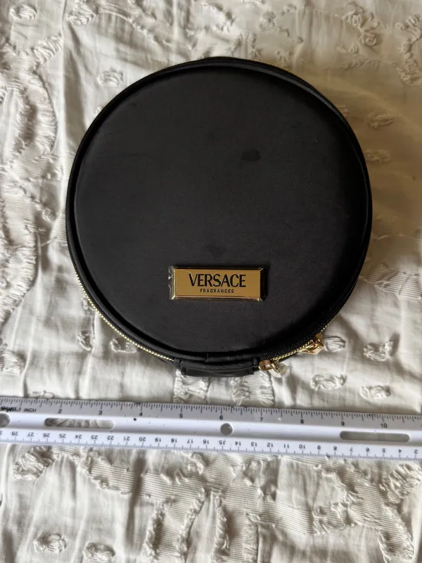 Versace Black Round Mini Bag with Gold Plaque - Image 7
