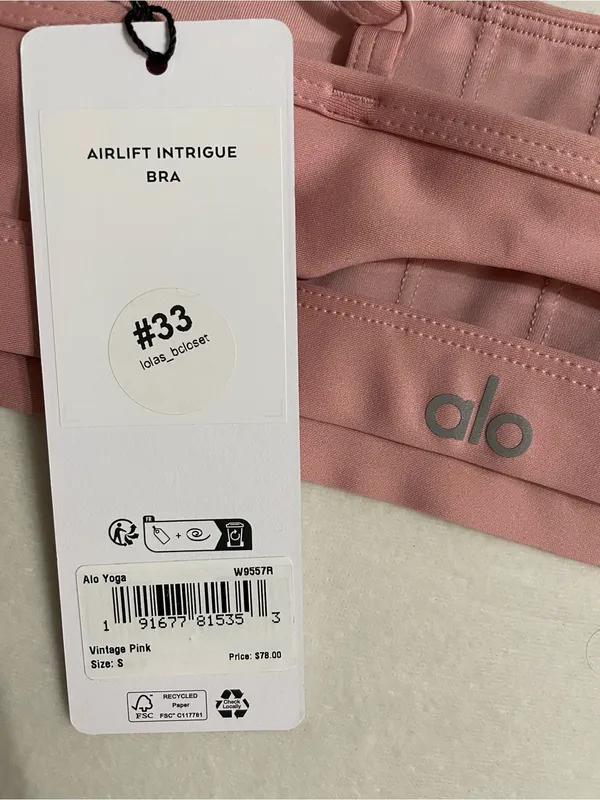 Alo Yoga NWT Airlift Intrigue Bra Vintage Pink Seamless Scoop Bralette Size S - Image 7