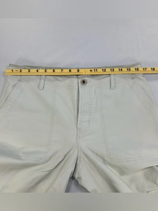 Abercrombie & Fitch Women’s Cream Cargo Pants Low Rise Flare Leg Zip Hem Sz 10 - Image 12