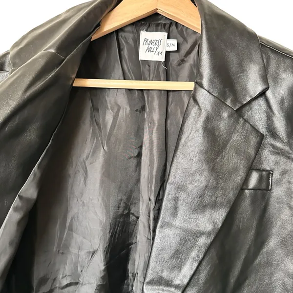 Princess Polly Women's Black faux Leather blazer Jacket M - Image 12