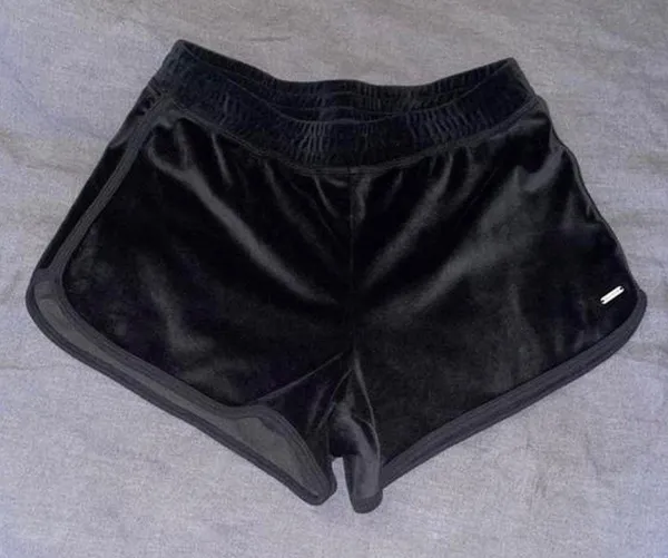 Hollister Goth Black Velvet Shorts - Image 2
