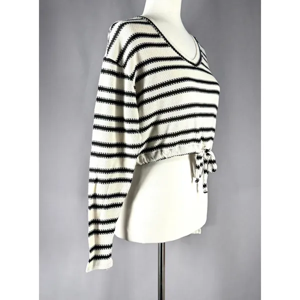 Aeropostale Striped Crop Top‎ Long Sleeve Drawstring Sweater Size S Preppy Y2K - Image 2