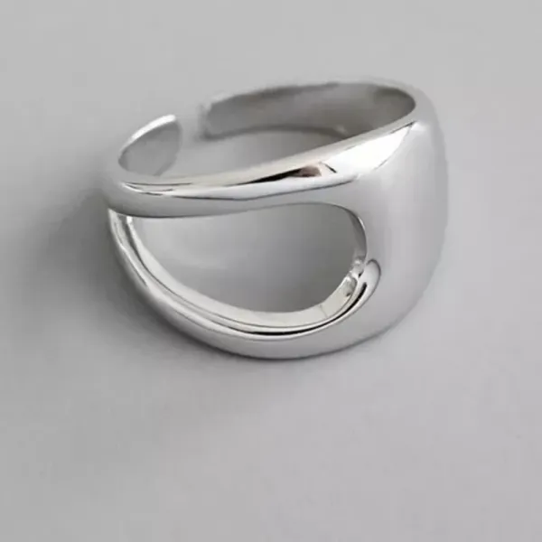 Boutique NEW Polished 18k‎ White Gold Geometric Ring - Image 7