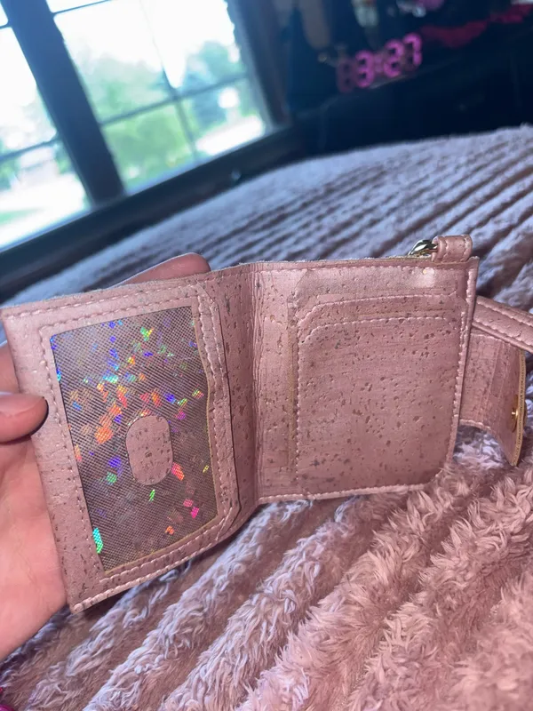 Blush Pink Wristlet Card Holder with Gold Accents - Image 3