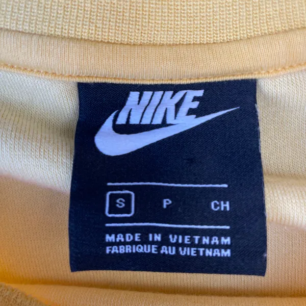 Nike Yellow Embroidered Center Swoosh Terry Cropped Long Sleeve T-shirt - Image 5
