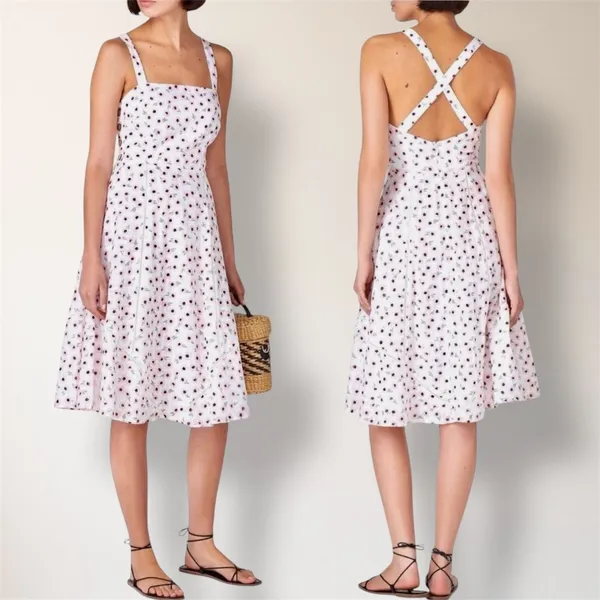 Hutch White Floral Mini Dress Crossback Straps Milkmaid Spring‎ Wedding Guest - Image 2