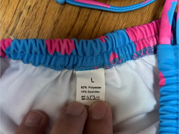NWOT Bright Blue and Pink Floral Two-Piece String Bikini - Image 4