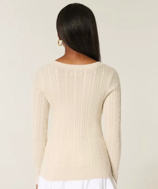 Hollister Cable-Knit V-Neck Sweater - Image 3