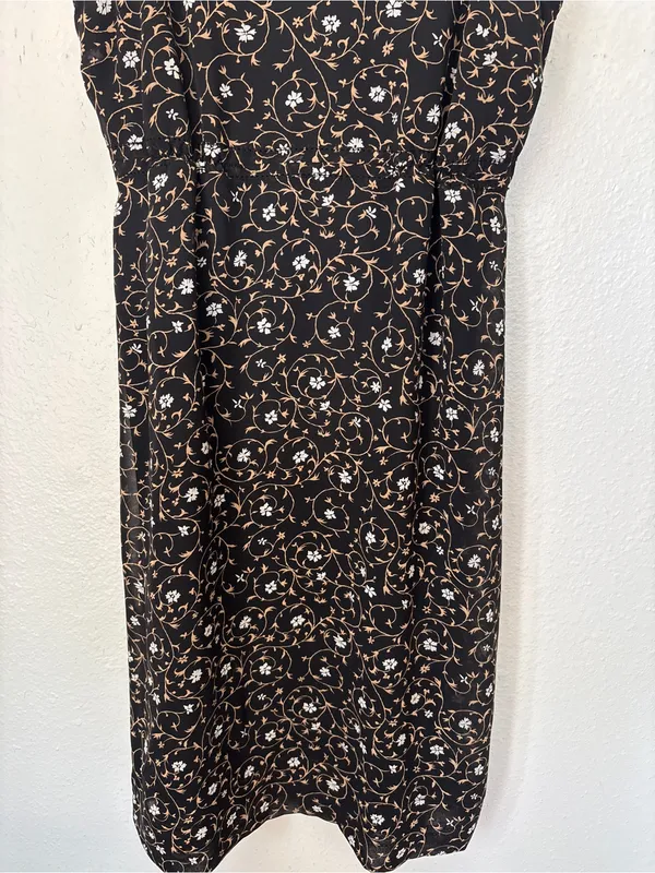 Express Vintage 90s Goth Black Floral Babydoll Slip Dress - Image 3