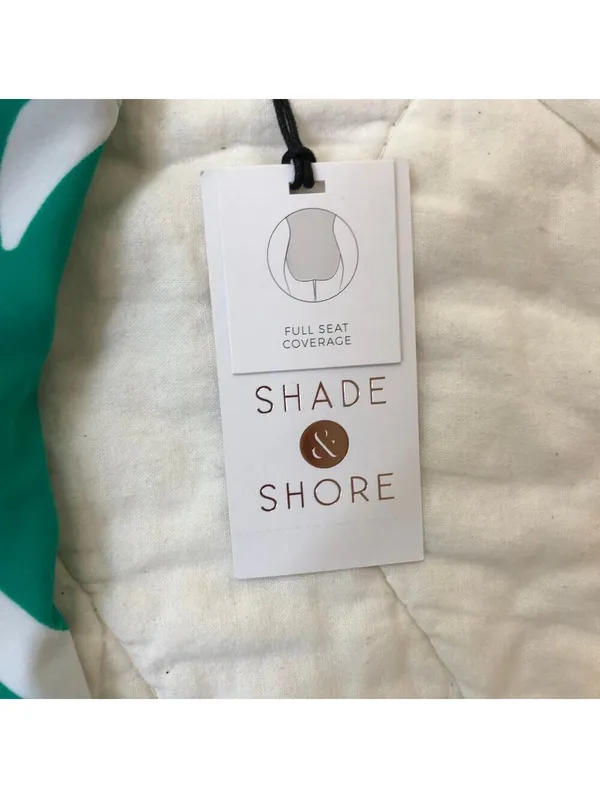 Shade & Shore NWT Women's One Piece Swimsuit Green White Leaf Shirred M (8/10) - Image 7