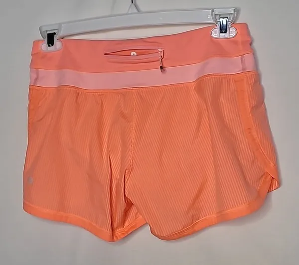 Lululemon running workout neon orange slip on shorts sz 6 - Image 2