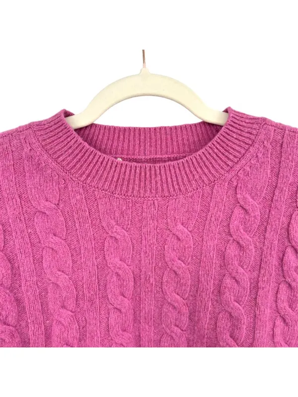 Madewell (Re)sourced Cashmere Cableknit Cropped Sweater Light Petunia Size Small - Image 2