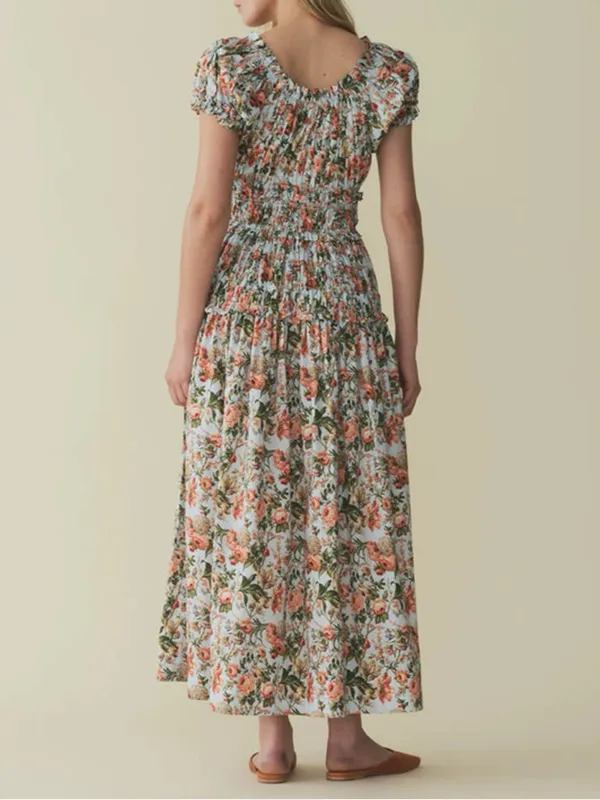 Doen Blue Leanne Floral-Print Cotton Midi Dress, S - Image 3