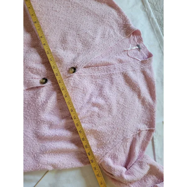 FREE PEOPLE Women’s Cardigan Pink Oversized Vneck Knit Boho Size M - Image 5