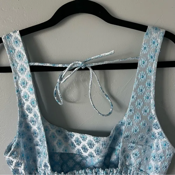 Tuckernuck Hill House Cher Dress Snowflake Brocade Mini Blue Large - Image 10