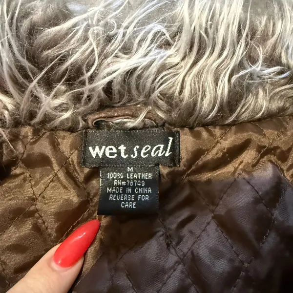 Wet Seal Suede Leather Faux Fur Trim Afghan Jacket M Penny Lane Indie Sleeze - Image 5